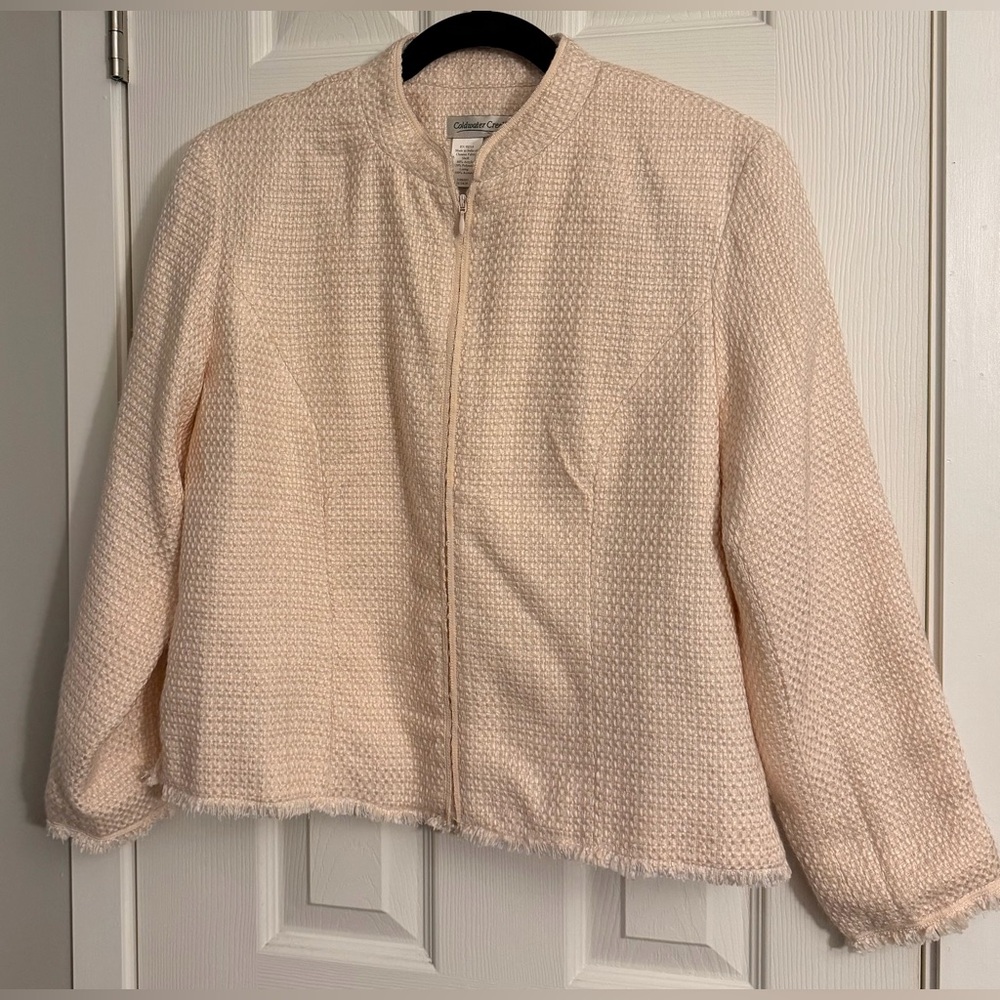 Coldwater Creek Soft Blush Textured Zip Jacket